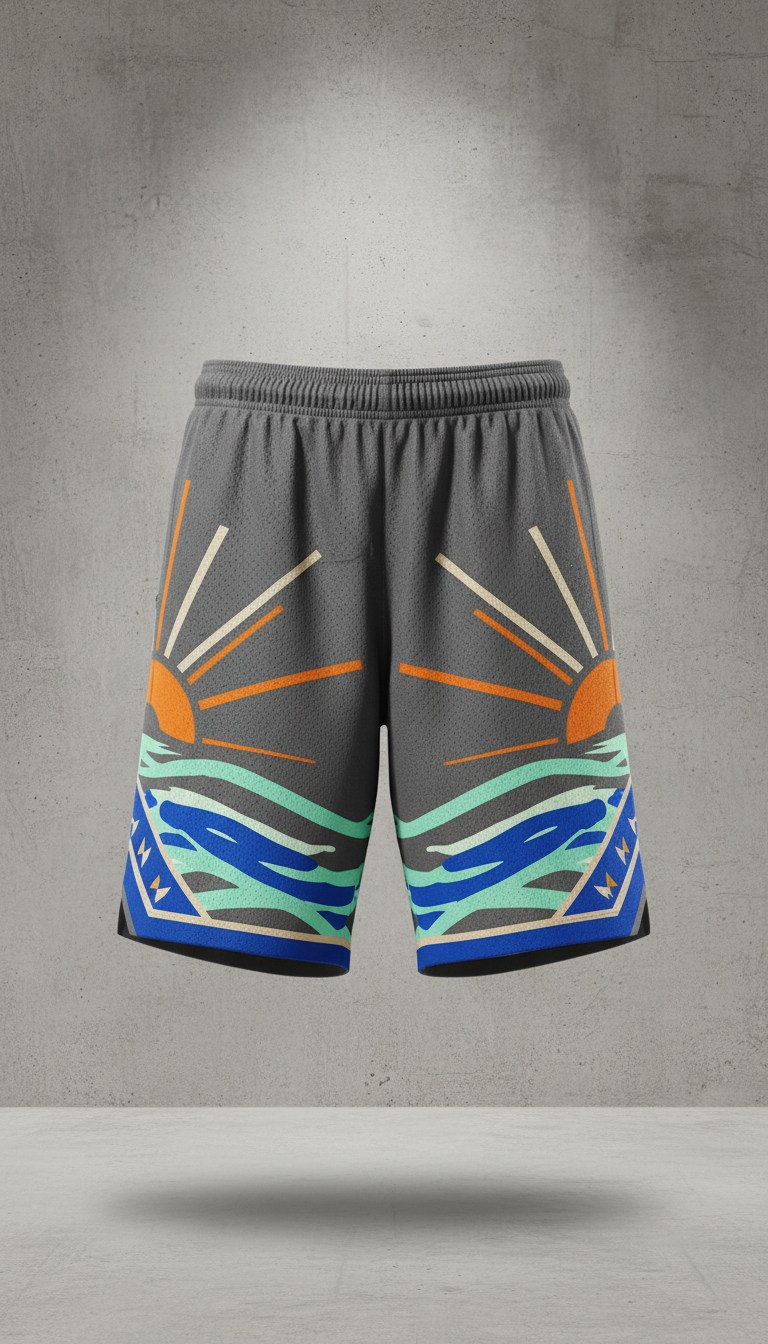 Concrete scripture detail basketball shorts