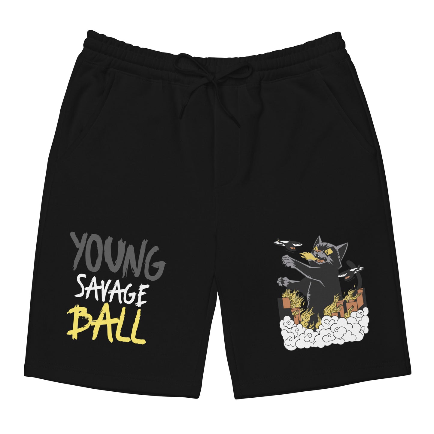 Game Time - Crazy Cat Basketball fleece shorts