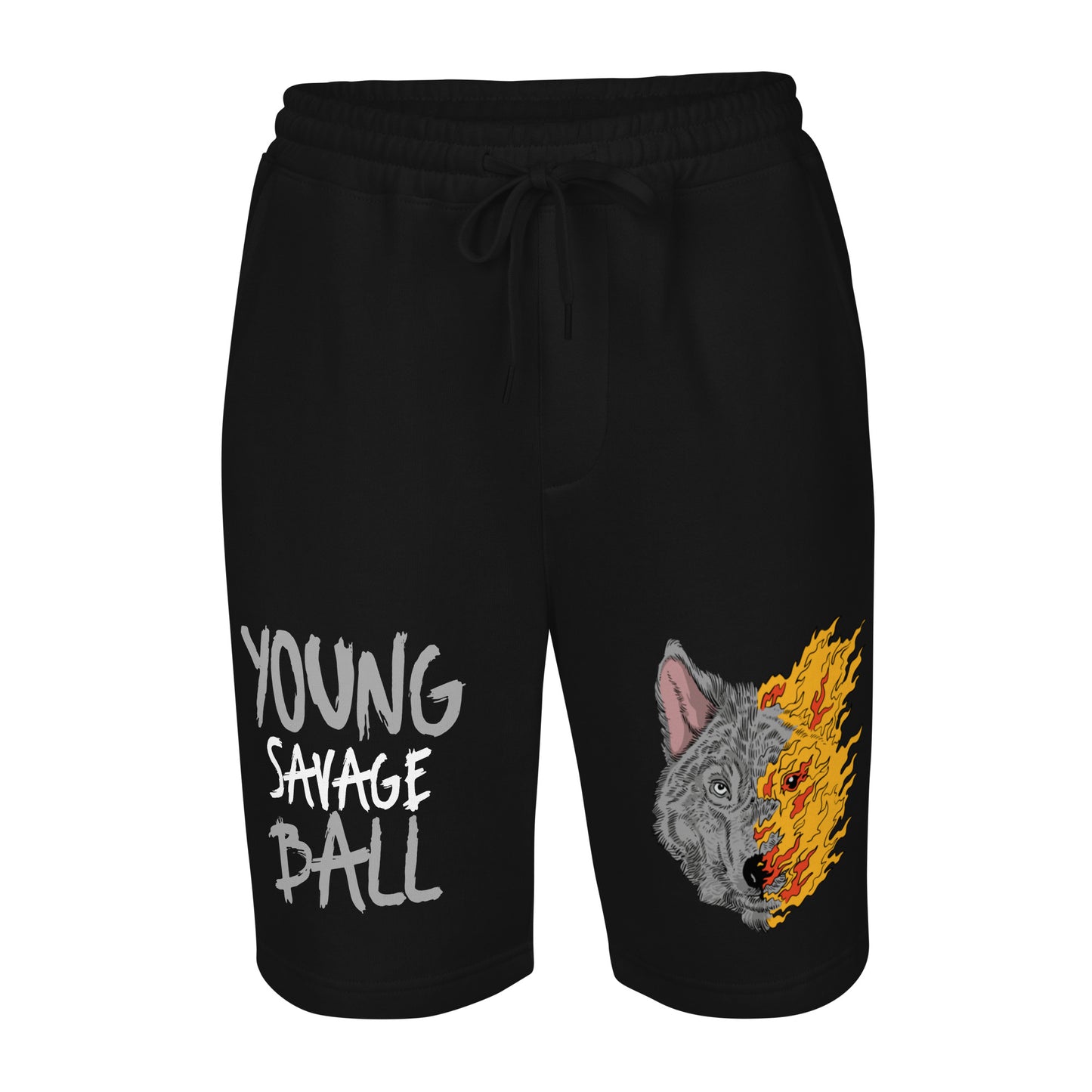 Game Time - Wolf Face on Fire Basketball fleece shorts