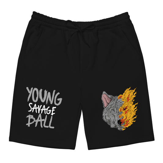 Game Time - Wolf Face on Fire Basketball fleece shorts